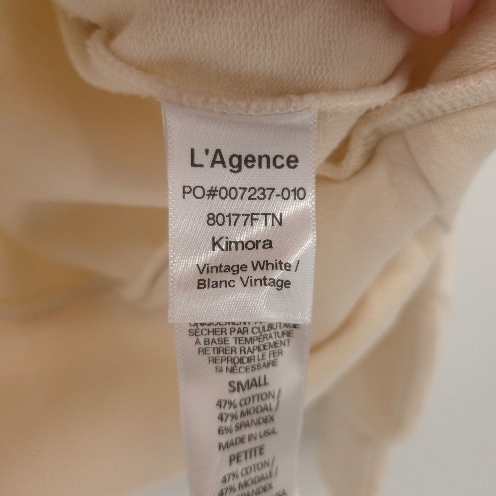 L'Agence Kimora Sweatshirt Women Small Vintage White Scoop Neck Pullover - Picture 5 of 7